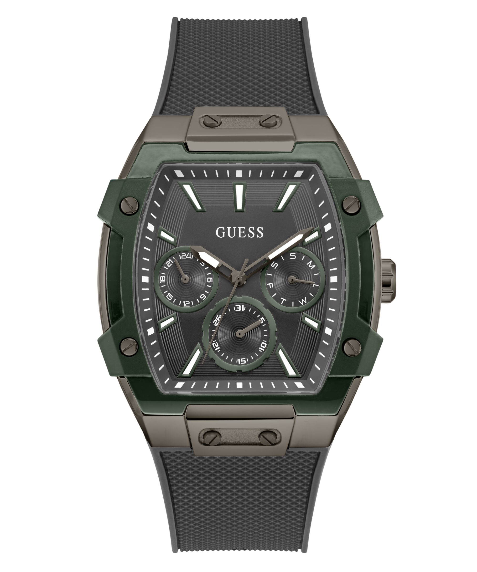 Guess Multifunktionsuhr PHOENIX GW0956G3, Quarzuhr, Armbanduhr, Herrenuhr, Silikonarmband, Datum