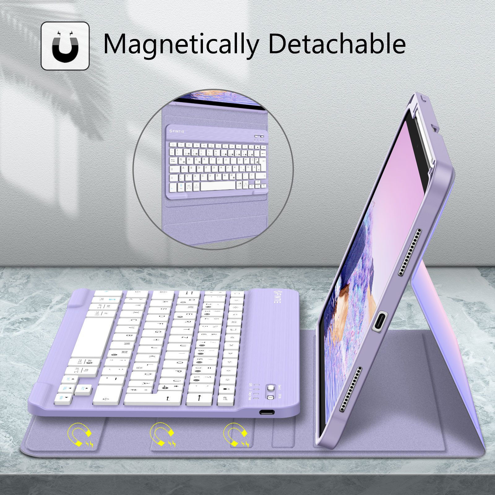 Fintie für iPad 11. Generation 11" 2025(A16), iPad 10. Generation 2022 10.9" Apple-Tastatur (Case mit Pencil Halter, magnetisch Abnehmbarer Tastatur(QWERTZ Layo – Bild 3 von 5
