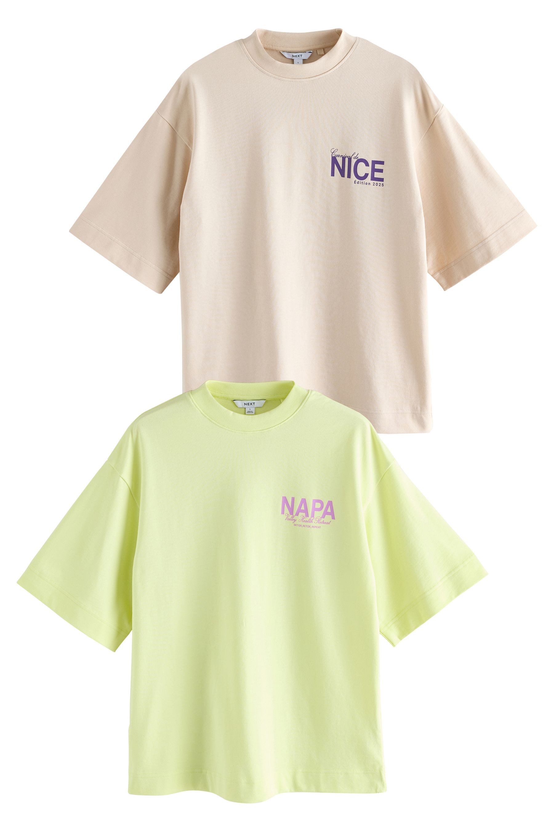 Next T-Shirt Oversized Fit T-Shirt, City-Grafik, 2er-Pack (2-tlg) günstig online kaufen