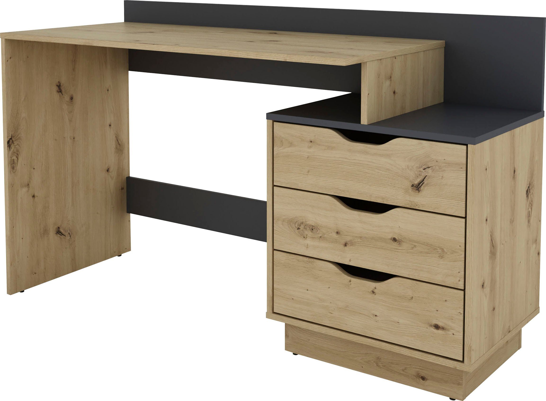 byLIVING Schreibtisch Bern, moderner Computertisch, mit viel Stauraum, Breite 138cm, rechts oder links montierbar