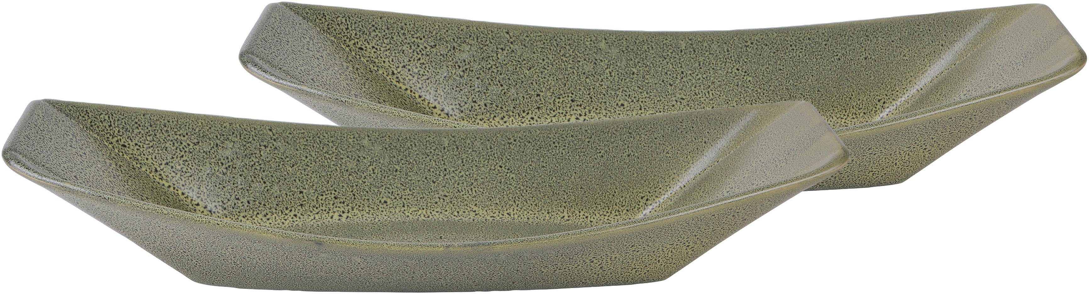 CreaTable Servierschale Boat, Steinzeug, (Set, 2-tlg), Snackschale, Topaktueller „Streat Food“ Trend