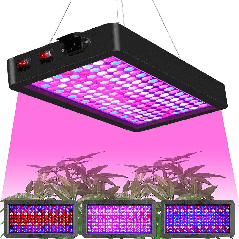 Rosnek Pflanzenlampe Vollspektrum LED mit Dual-Chip & Doppel-Schalter, LED fest integriert, Mit verstellbarer Seilaufhängung, für Winter & Indoor Veg/Bloom