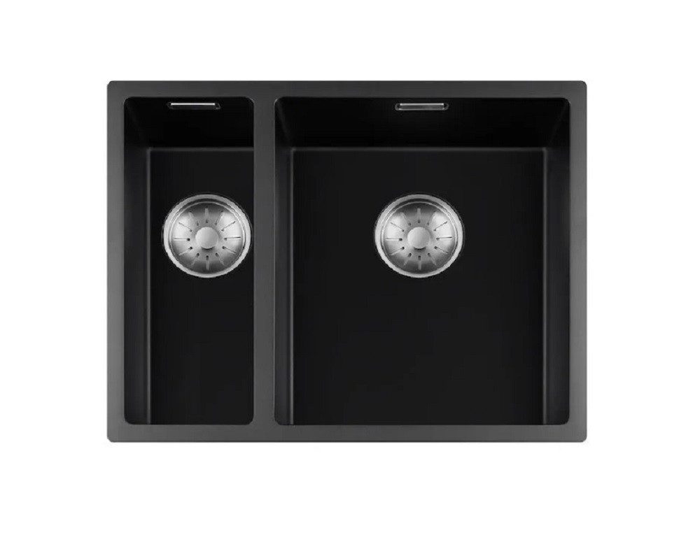 togo Küchenspüle 1534BQ-FU-Inox, rechteckig, 55.5/44 cm, Schwarze Quarz Spüle