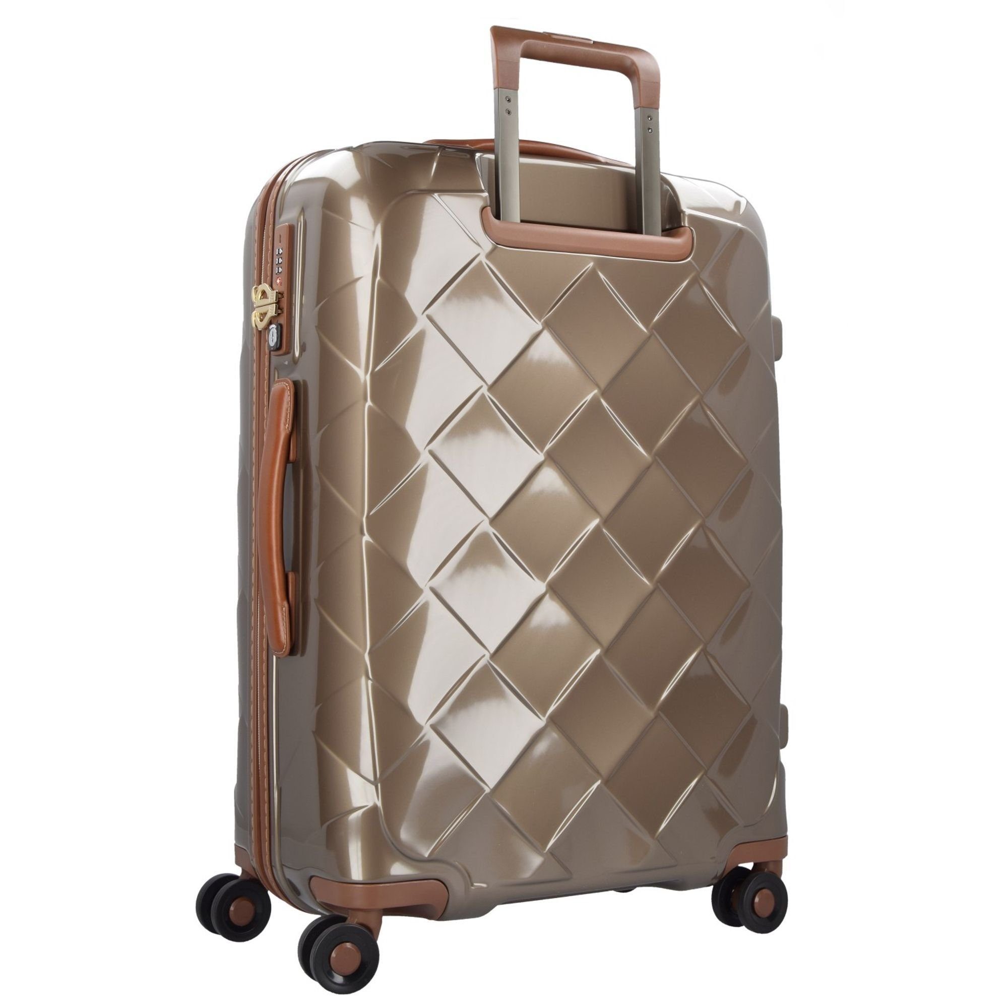 4 Hartschalen-Trolley Stratic More, Rollen, Polycarbonat & champagne Leather