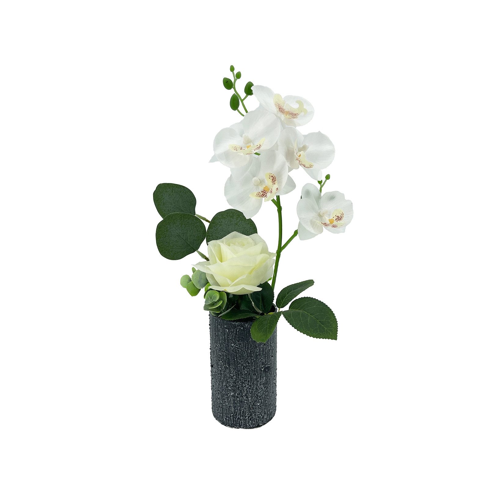 Kunstblume Kunstblume weiße Orchidee in Vase Leilani, NTK-Collection, Höhe 37 cm, Kunstpflanze Dekoration Orchidee