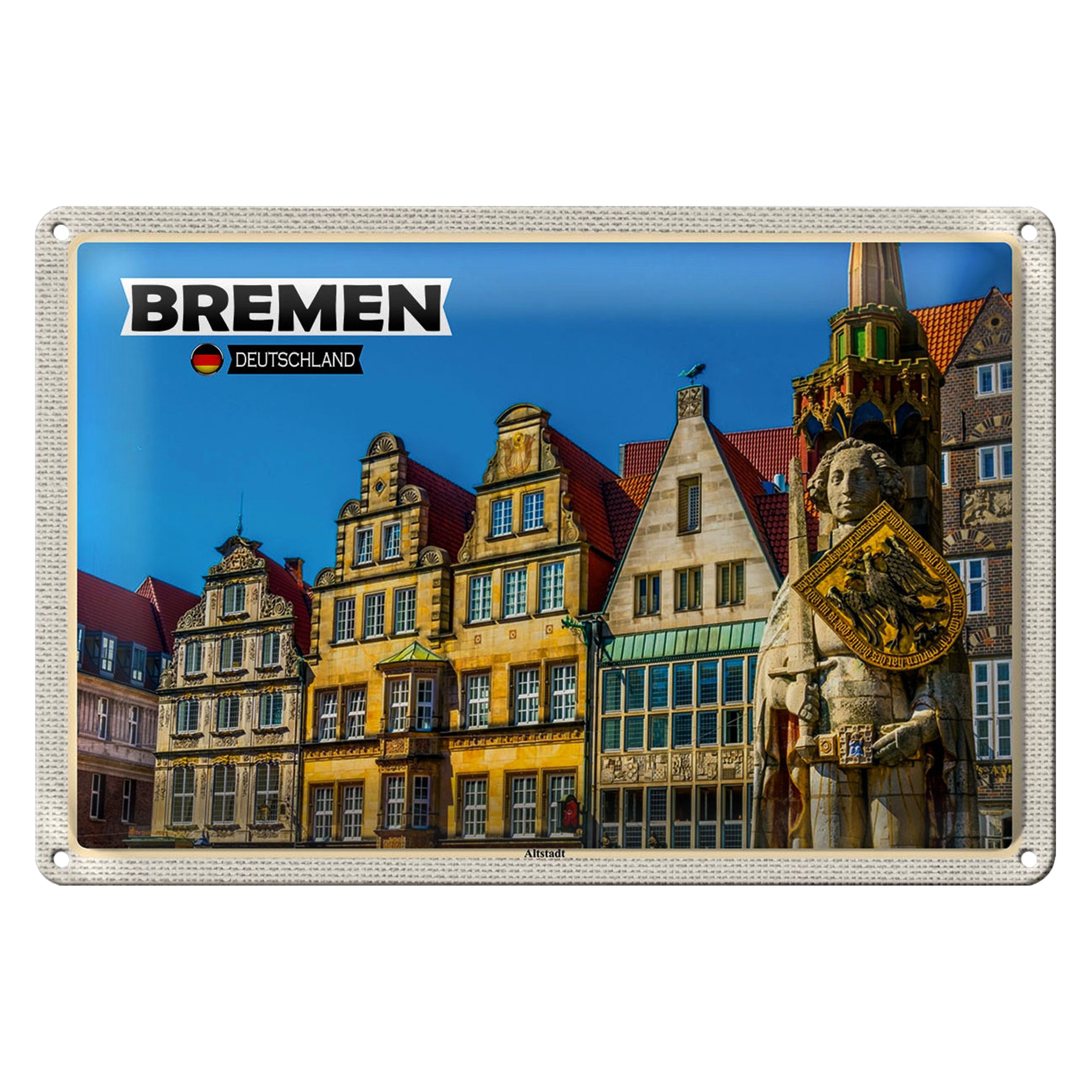 Roomando Metallschild Blechschild Städte Bremen Deutschland Altstadt 30x20cm