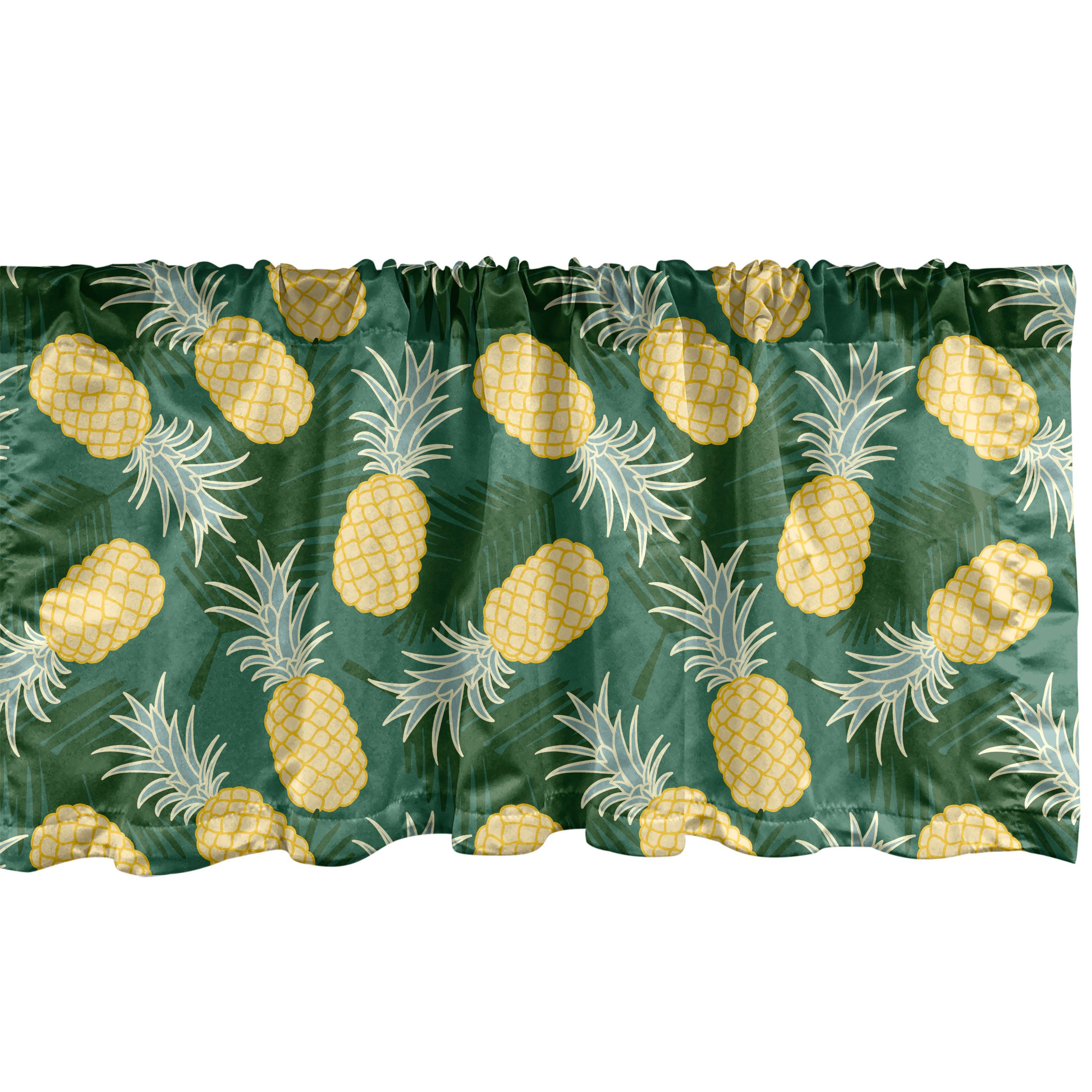 Schlafzimmer hawaiisch Palmblätter Ananas Dekor mit Vorhang Abakuhaus, Scheibengardine Volant Stangentasche, Küche für Microfaser,