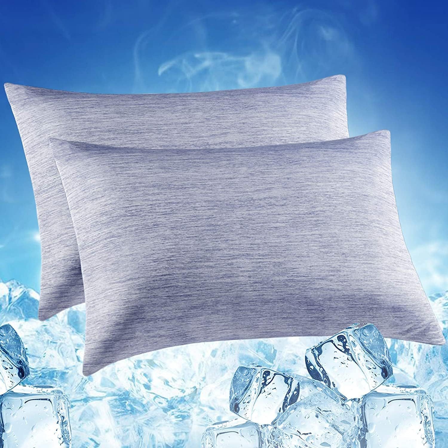 Elegear Kissenbezug 2 Stück kühlender Kopfkissenbezug für Sommer 100% Baumwolle, Q-Max>0.4, (2 Stück), 40x80cm Kissenbezüge mit Reißverschluss, Sofakissen atmungsaktiv