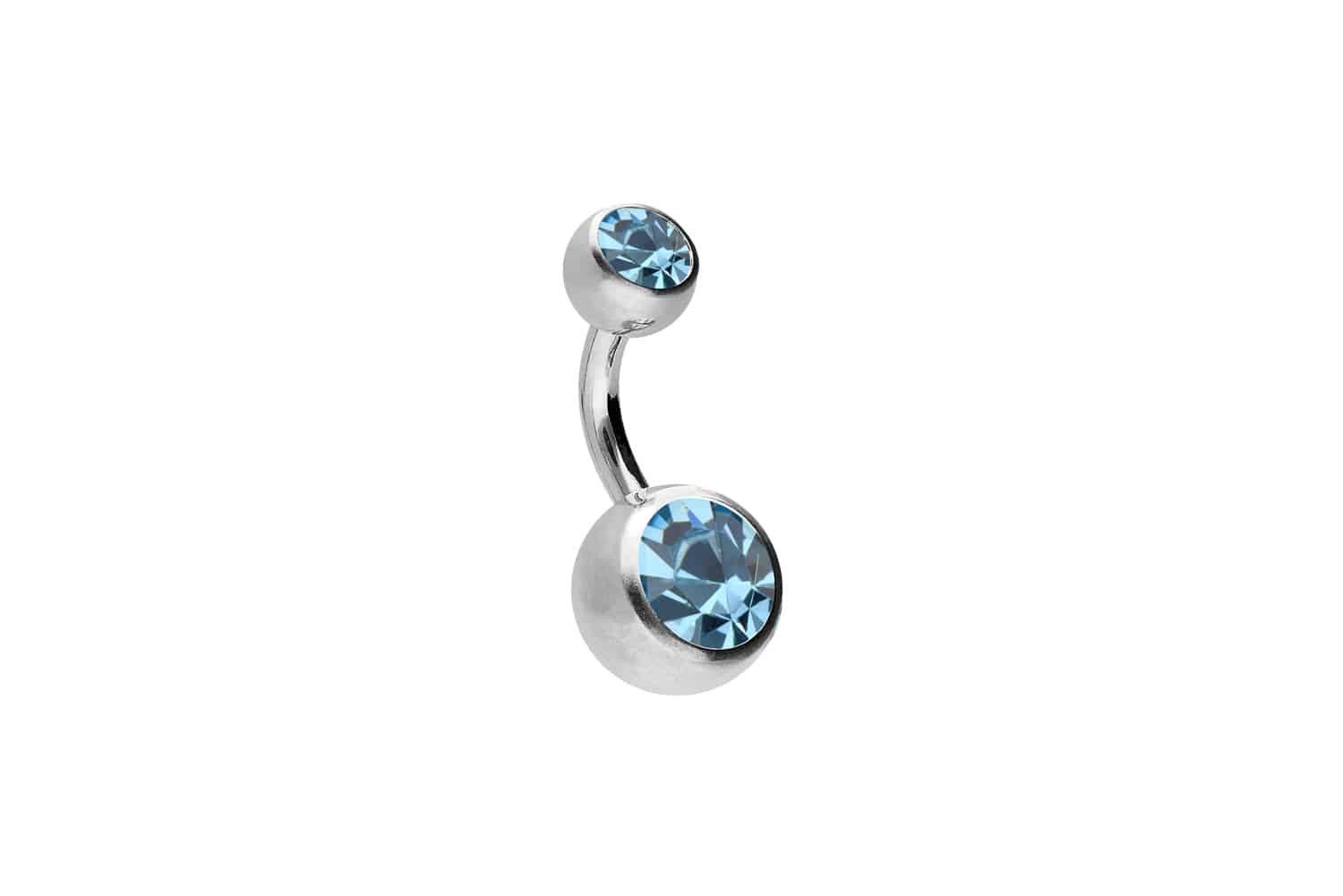 PIERCINGLINE Bauchnabelpiercing Chirurgenstahl Bananabell ZWEI KRISTALLE (Bananabells, 1-tlg)