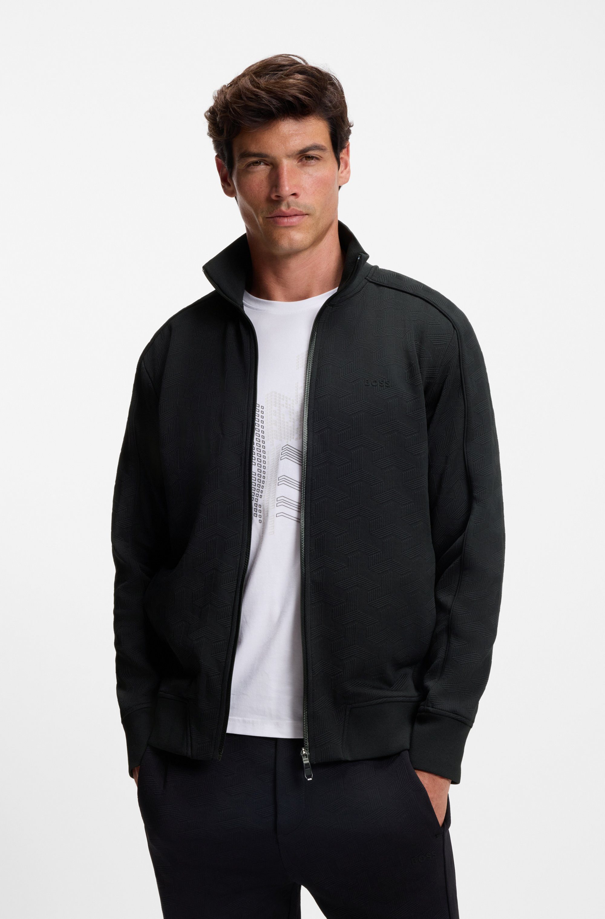 BOSS GREEN Sweatjacke Mirror Flachstrickkragen, regular günstig online kaufen