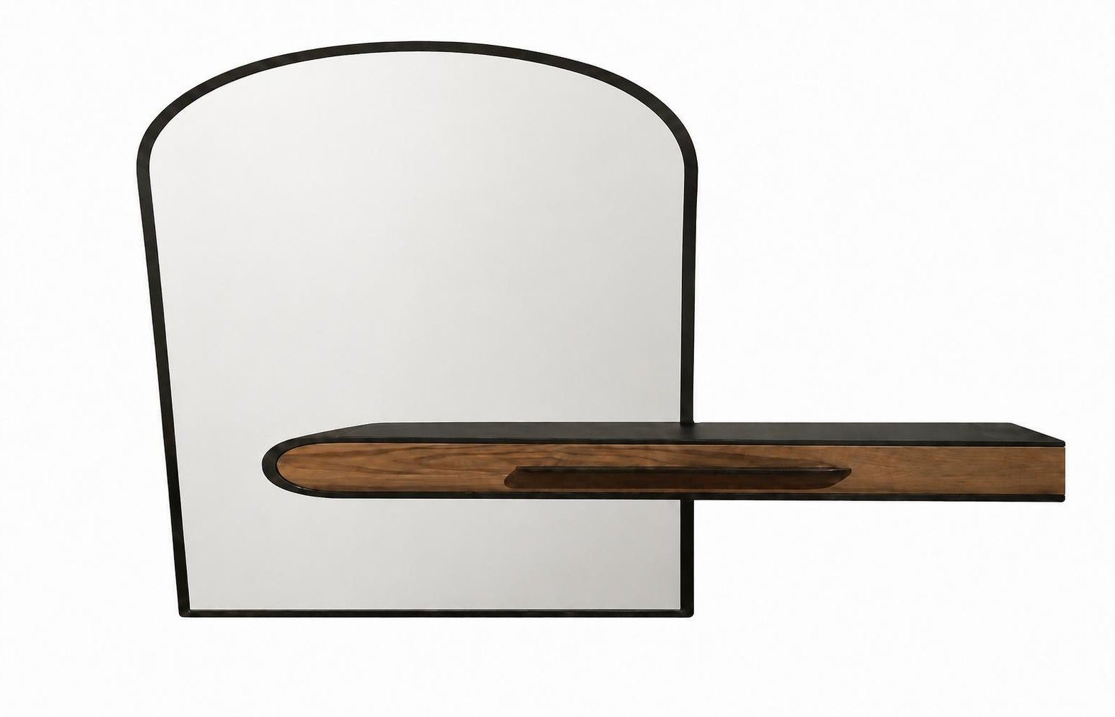 Xlmoebel Wandspiegel Spiegel Wandregal Asymmetrisch Schwarzer Rahmen Holz Modern (1-tlg)