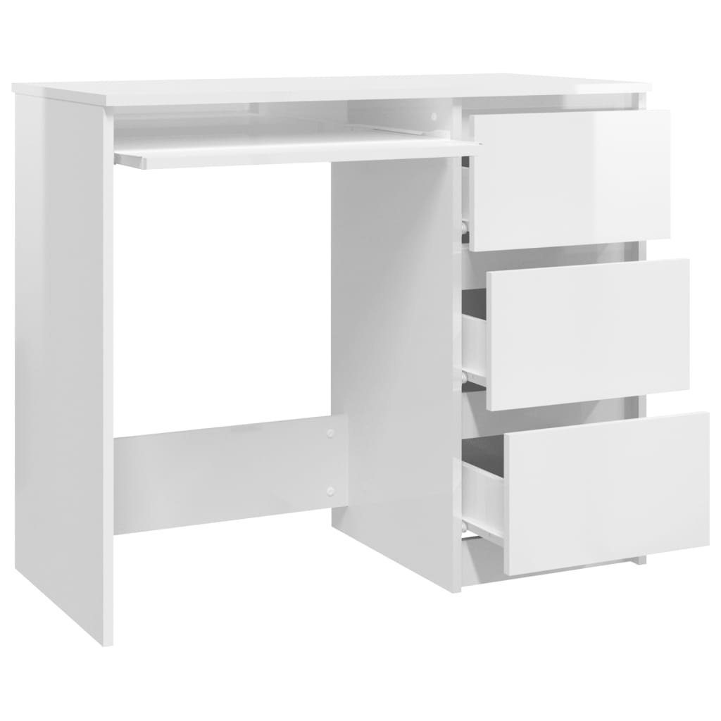 90x45x76 furnicato cm Schreibtisch Hochglanz-Weiß Holzwerkstoff