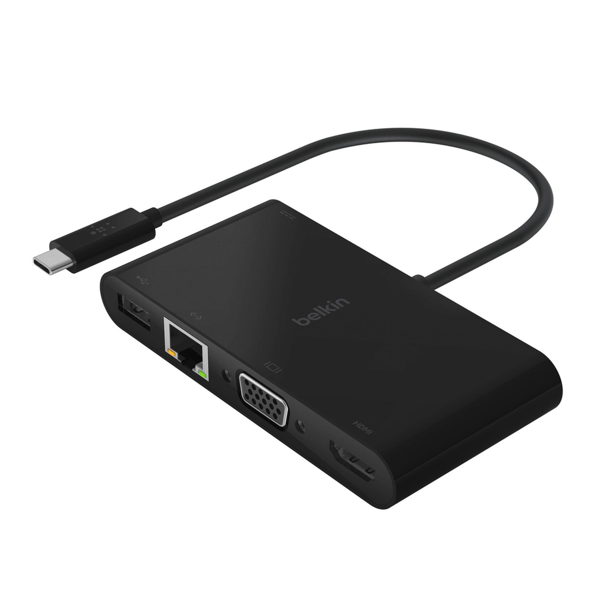Belkin USB-C Multimedia, Netzwerk und Ladung bis 100 W Adapter USB-C zu RJ-45 (Ethernet), HDMI, USB Typ A, 15 cm