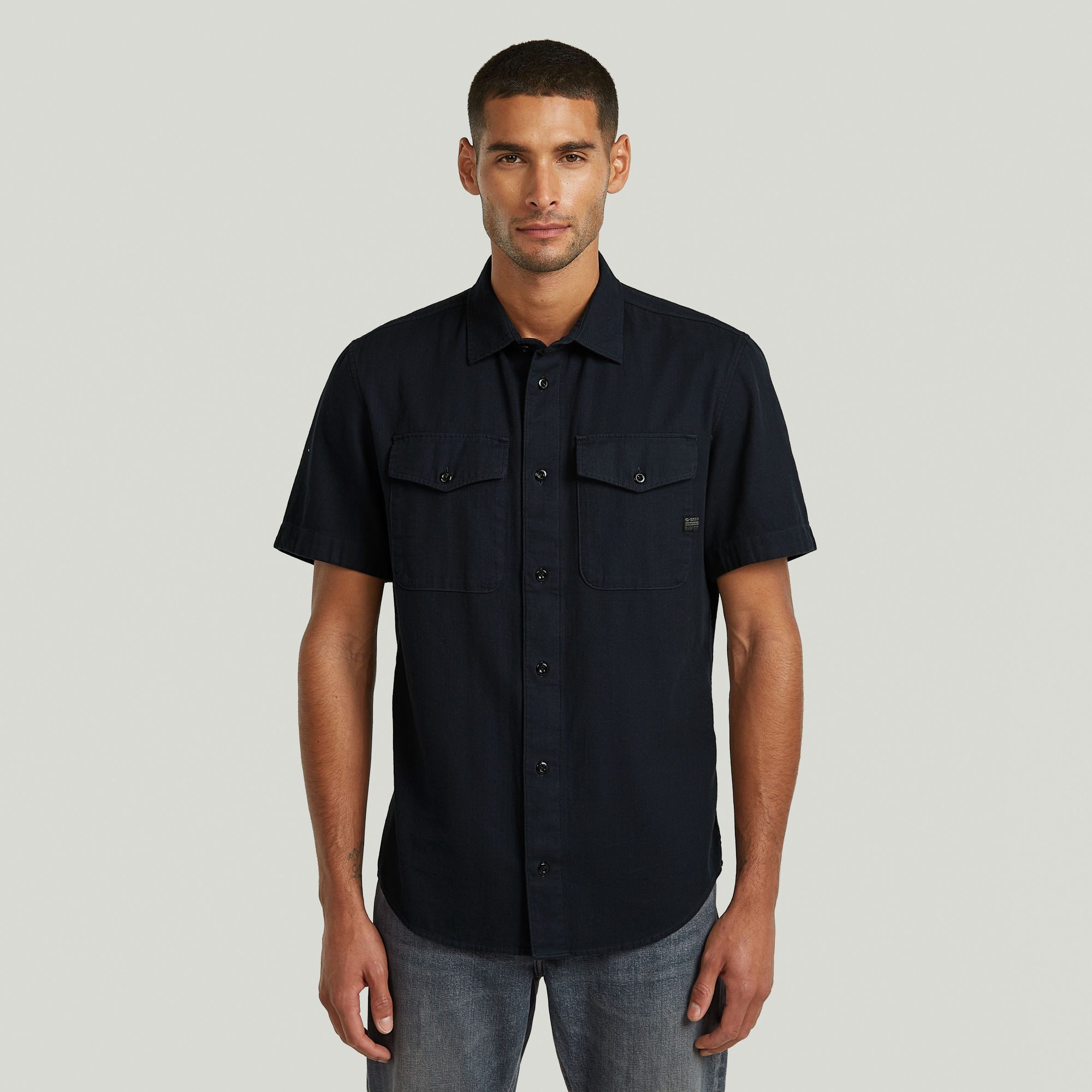 G-STAR Kurzarmhemd Marine Slim Shirt mit aufgesetzten Taschen