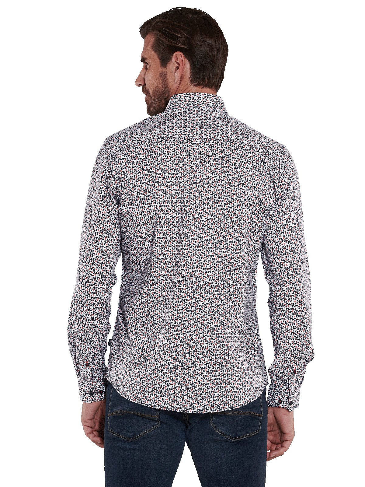 Engbers Langarmhemd Herren Langarm-Hemd gemustert, Rot