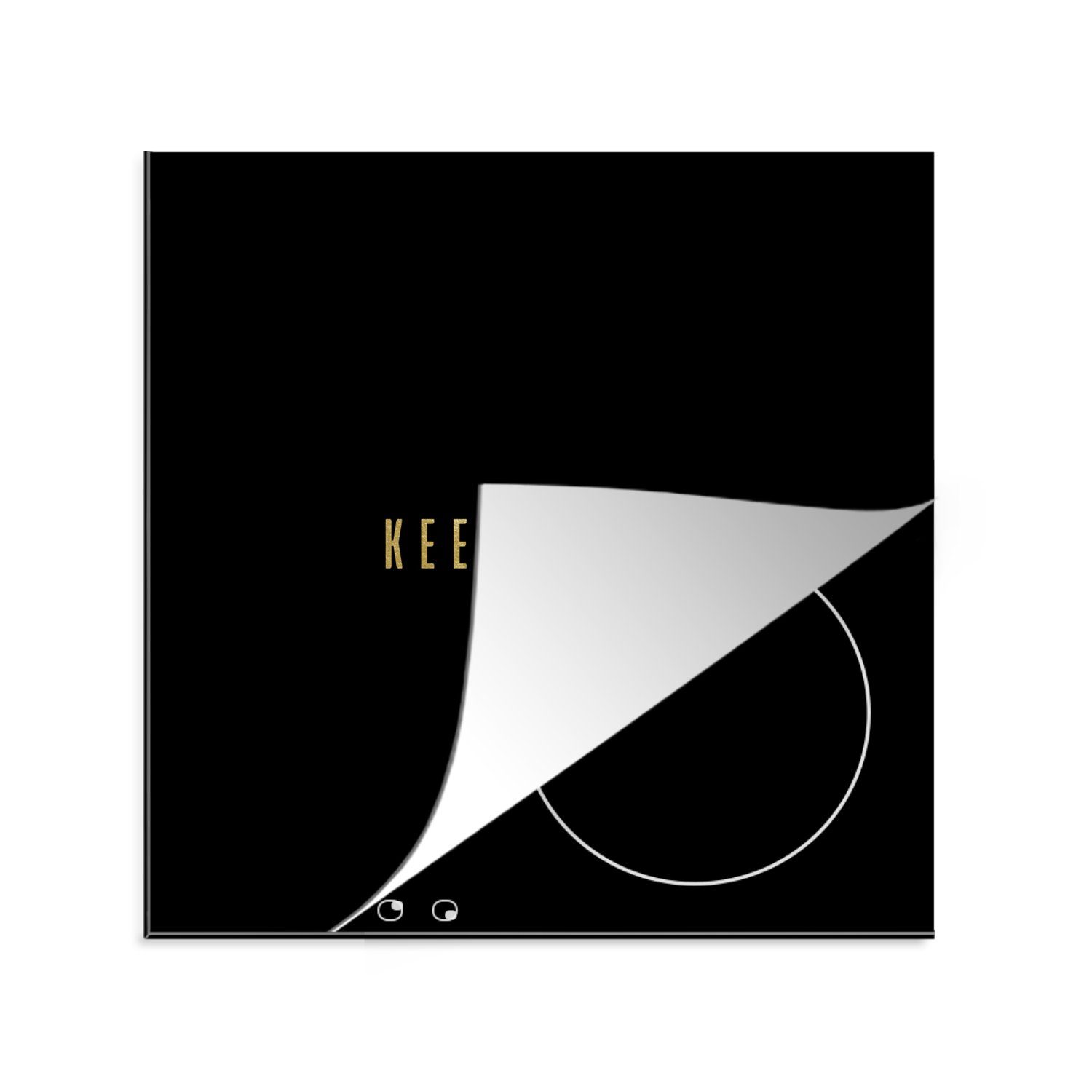 MuchoWow Herdblende-/Abdeckplatte Zitate - Motivation - Gold - Schwarz, Vinyl, (1 tlg), 78x78 cm, Ceranfeldabdeckung, Arbeitsplatte für küche