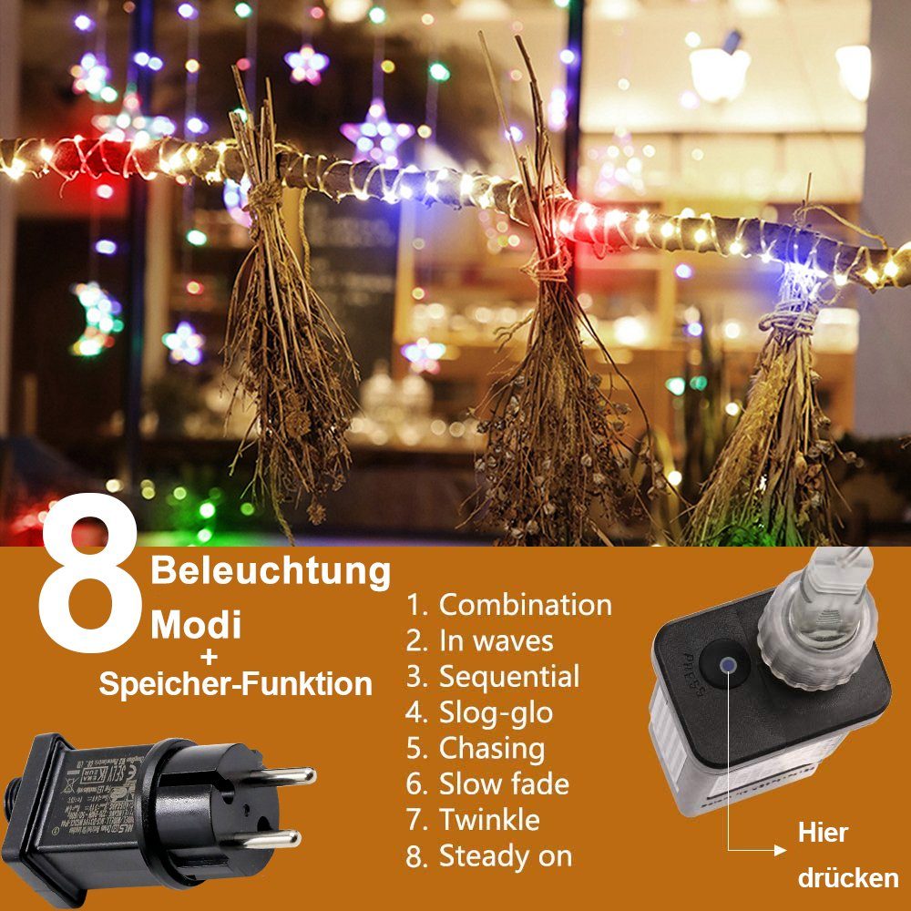 Bunt Party Deko Lichterschlauch, LED-Lichterkette weihnachten 20M-100M,Beleuchtung Garten Rosnek