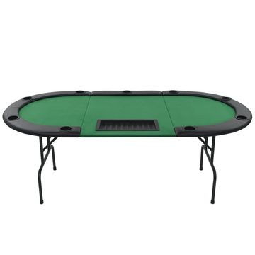 vidaXL Spieltisch 9-Spieler Poker Falttisch 3-fach Faltbar Oval Grün, (1-tlg)