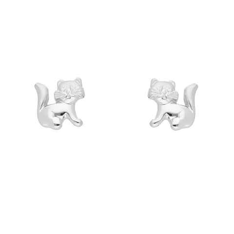 Adelia´s Paar Ohrhänger 925 Silber Ohrringe Ohrstecker Katze, Silberschmuck für Damen