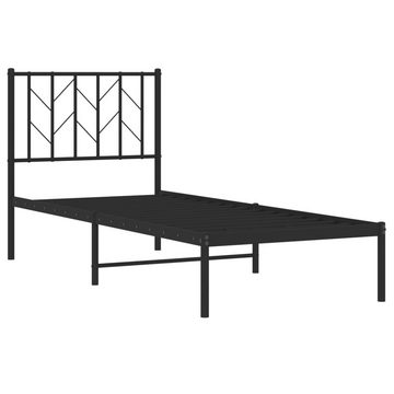 vidaXL Bett Bettgestell mit Kopfteil Metall Schwarz 75x190 cm