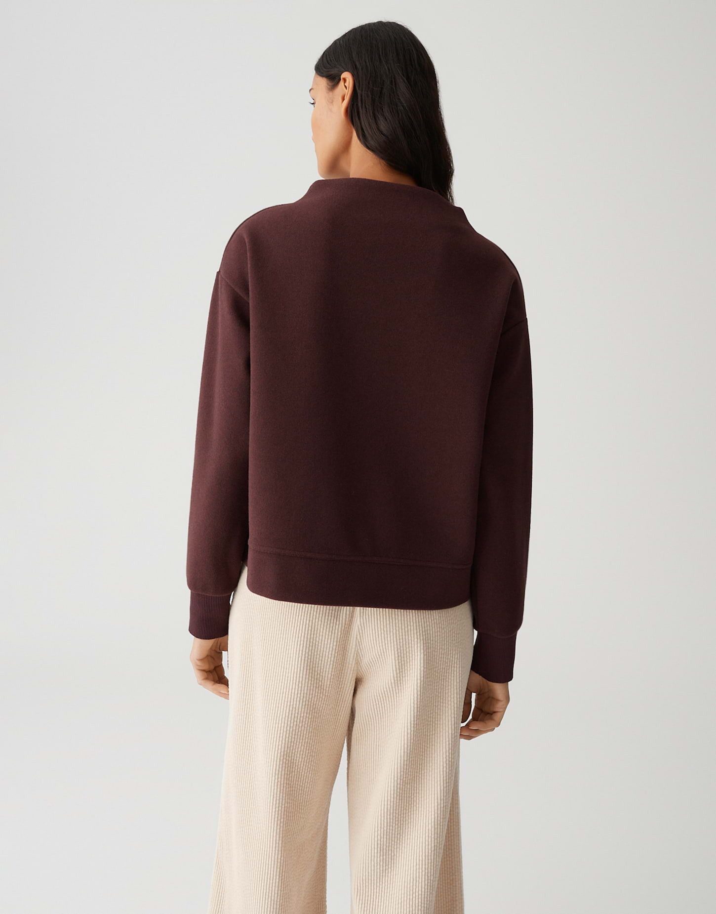 OPUS Sweatshirt GRUGER aus recyceltem Polyester überschnittene Schulter mit Langarm, weite Passform, Funnel Neck