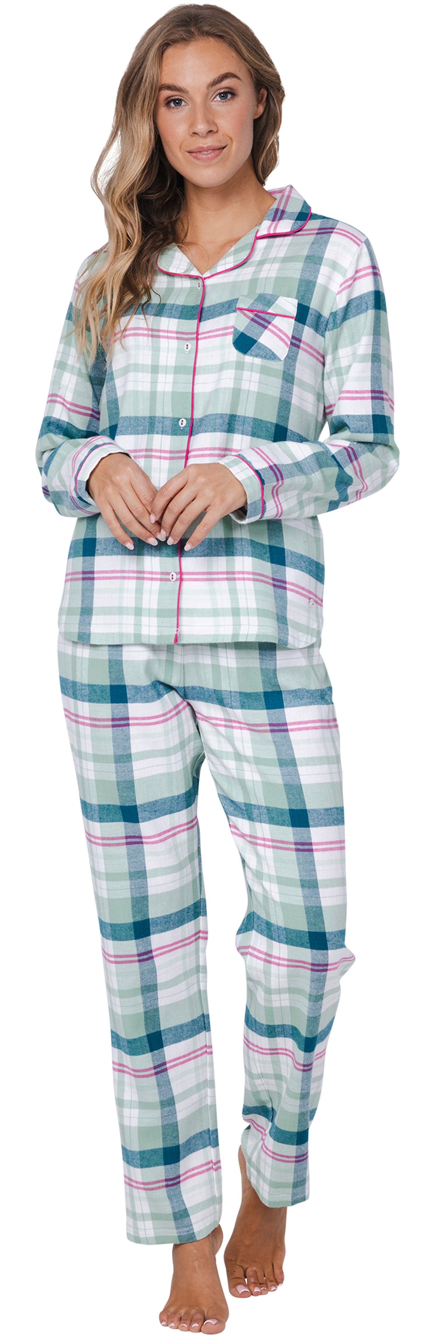 Pastunette Schlafanzug Damen Flanell Pyjama (2 günstig online kaufen