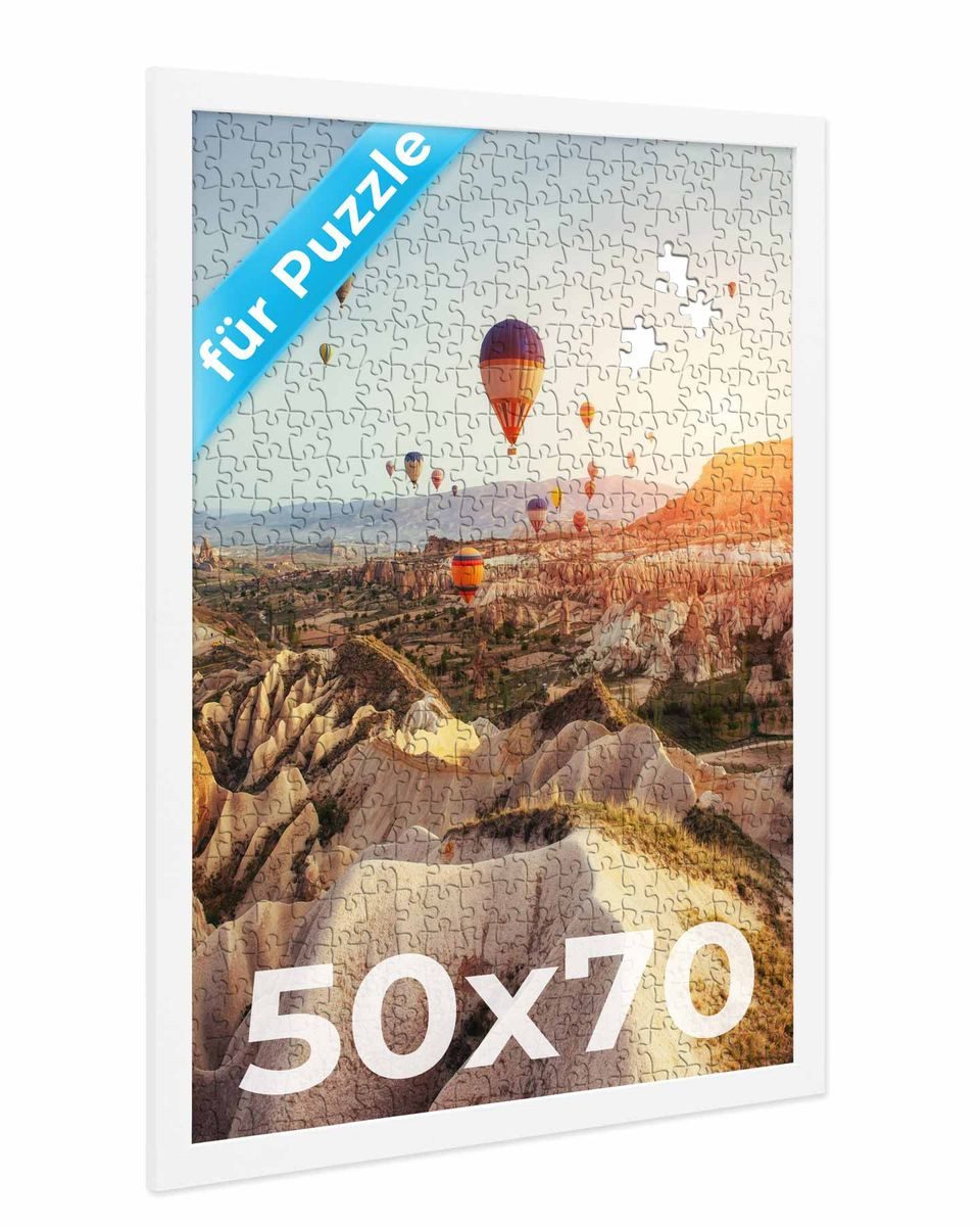 PHOTOLINI Bilderrahmen für Puzzle, Puzzlerahmen mit Acrylglas zum Aufhängen, für 1 Bilder (1 Einzelrahmen), 500-1.000 Teile im Endformat 50x70 cm
