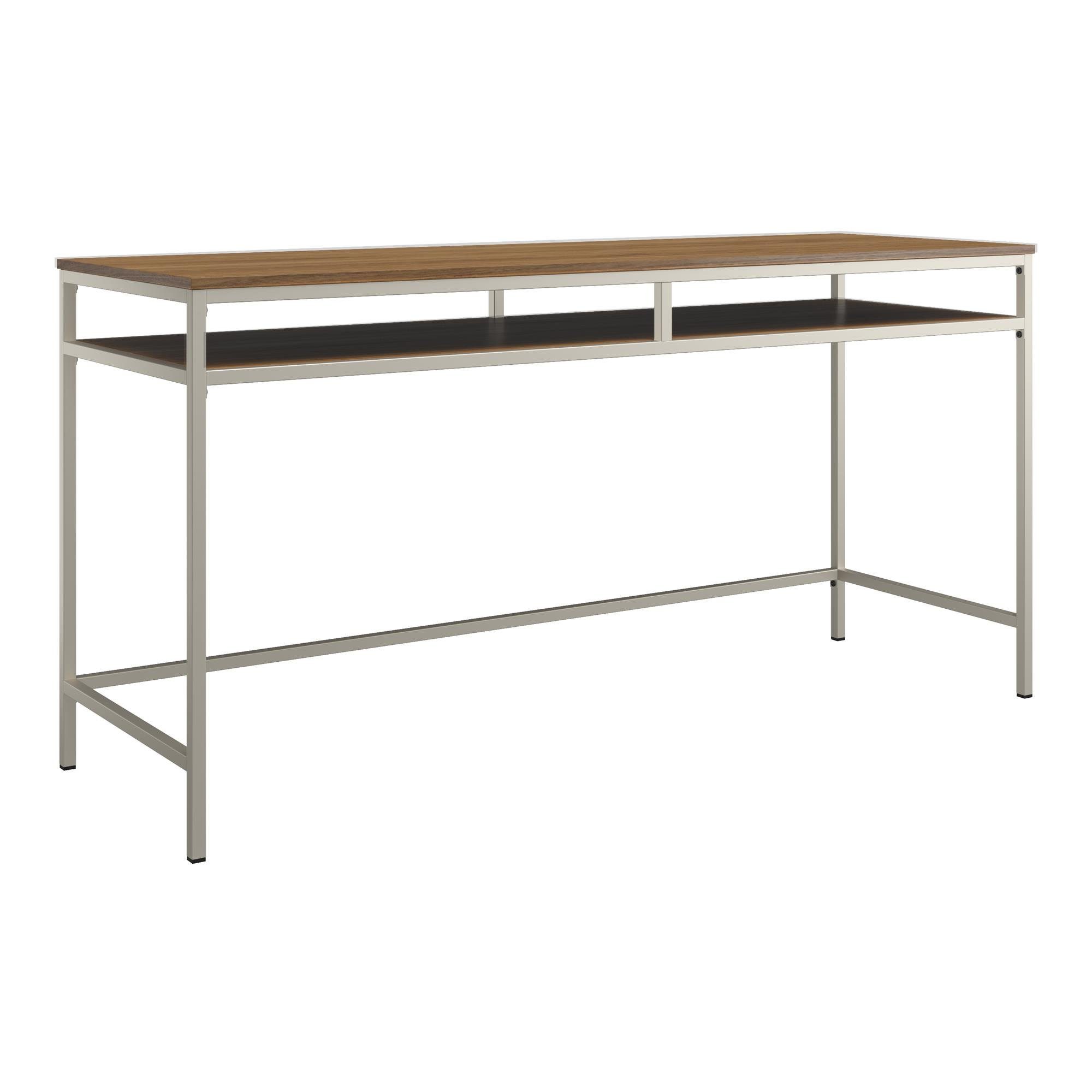 Breite taupe/walnuss in Holzoptik, Tischplatte 153 cm Schreibtisch | Metallgestell, walnuss Bradford, loft24 | taupe