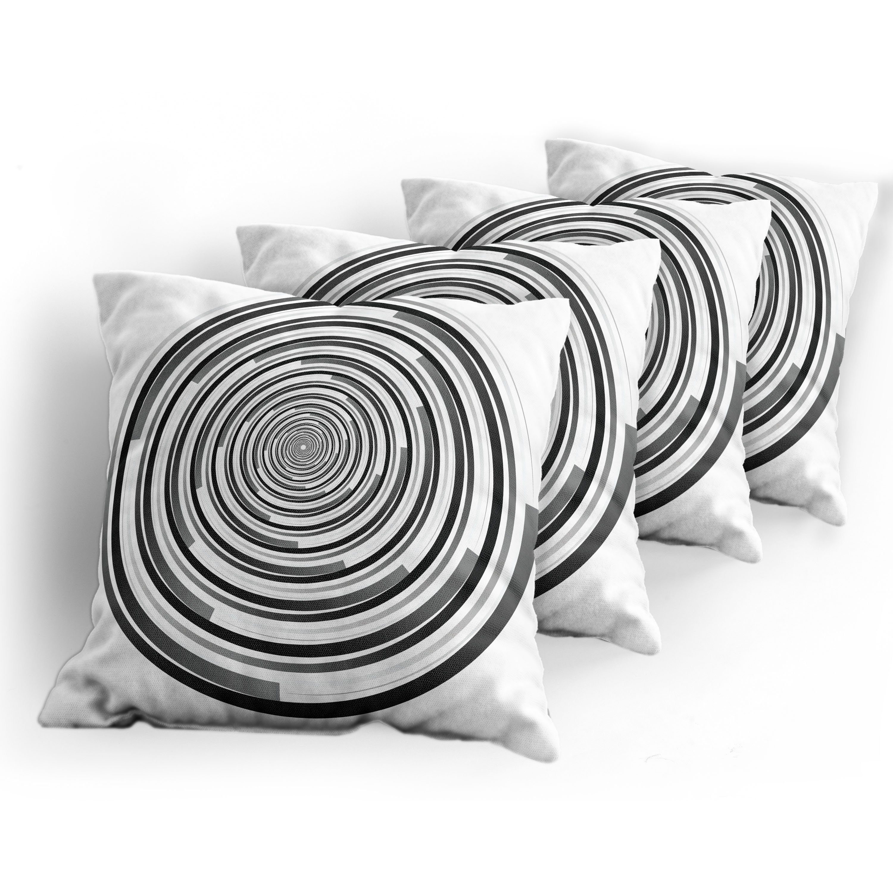 Modern Doppelseitiger (4 Stoff Accent Digitaldruck, Kissenbezüge Kunst Abakuhaus Stück), Spiralen Abstrakte