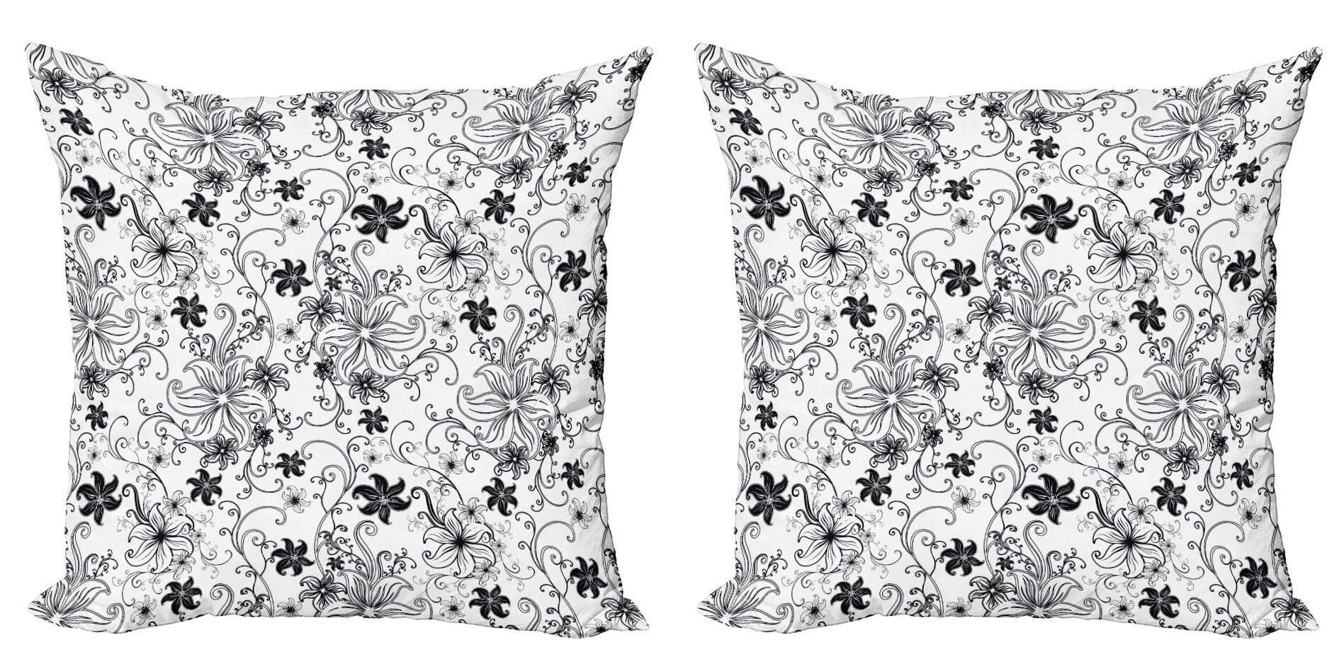 Kissenbezüge Modern Accent Doppelseitiger Digitaldruck, Abakuhaus (2 Stück), Blumen Blätter Twirls Strudel Bud
