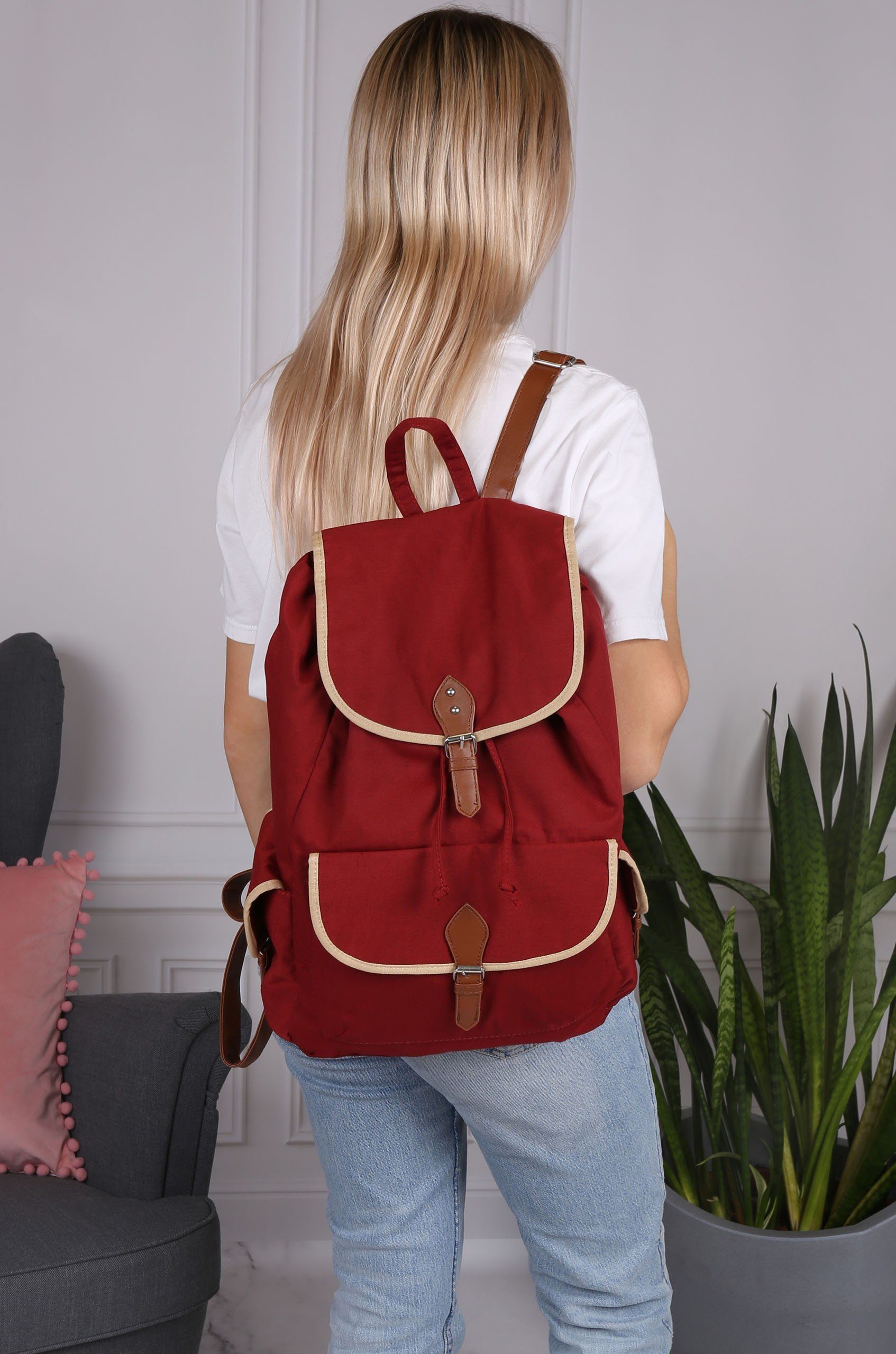 Sarcia.eu Cityrucksack Burgunderroter A4-Rucksack mit Magnet günstig online kaufen