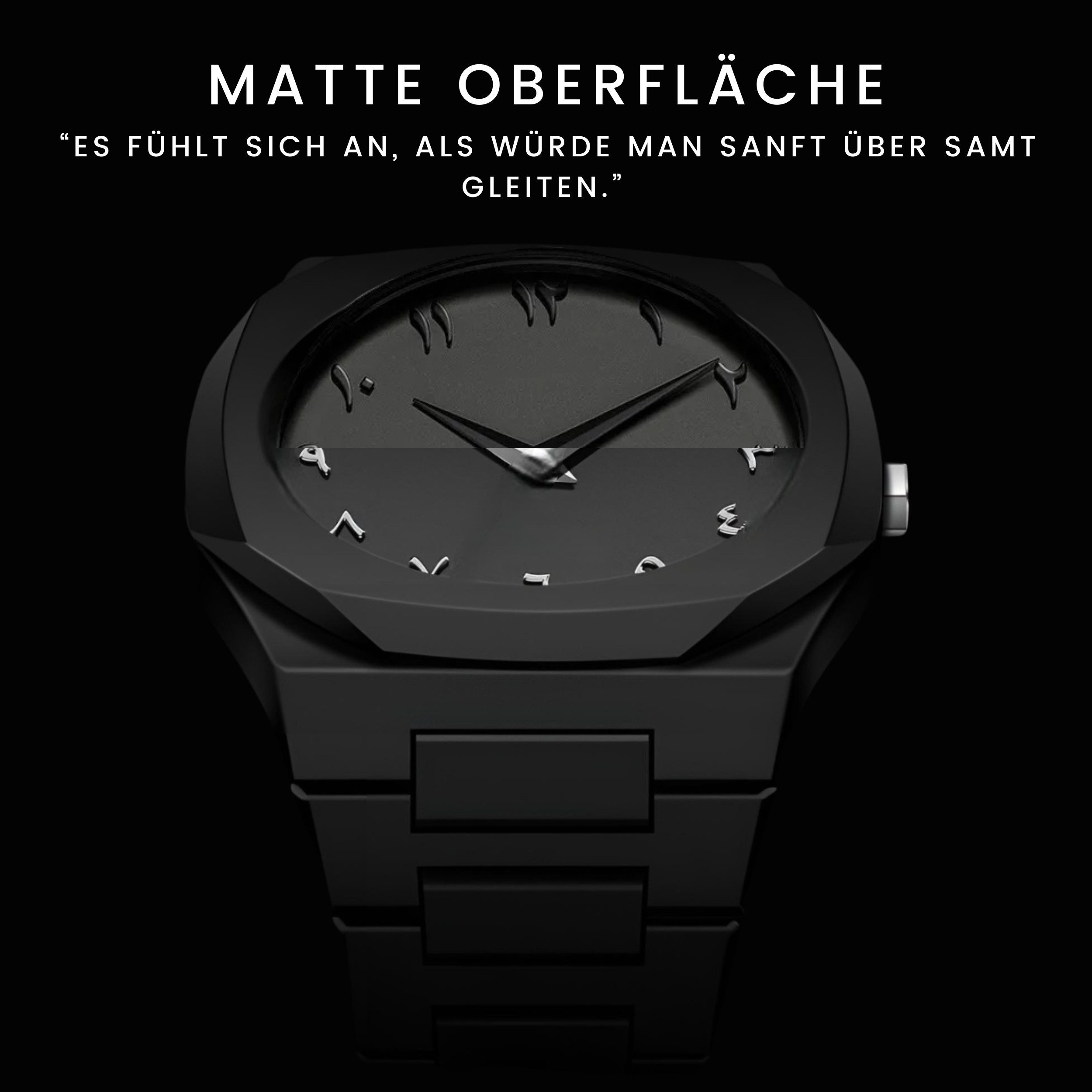 S&T Design Quarzuhr Herrenuhr Armbanduhr Schwarz Matte Männer Uhr Arabisch All Black, (Packung, 1-tlg., mit Armbandkürzer und Geschenkbox), Ultraleichte Herrenuhren 40g Matt Weich Elegant Minimalistisch Schwarz