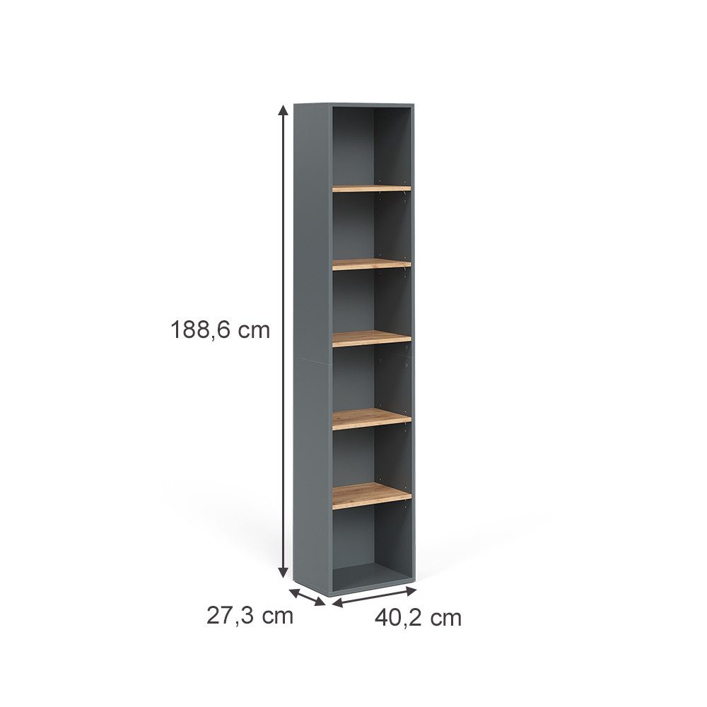 Vicco Hochschrank Viktor, Anthrazit/Goldkraft Eiche, 40.2 günstig online kaufen