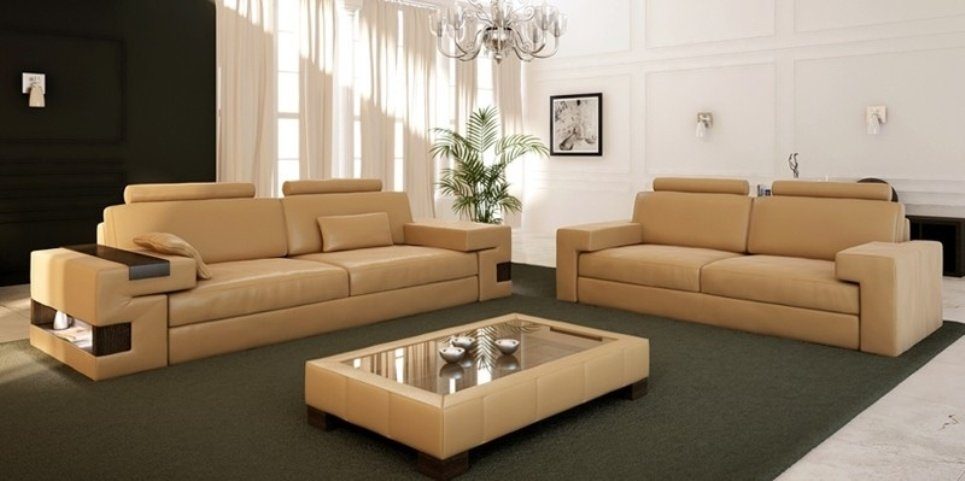 JVmoebel Sofa Luxus Ledersofa Sofagarnitur 3+2+1 Polstermöbel Neu, Made in Europe | Alle Sofas