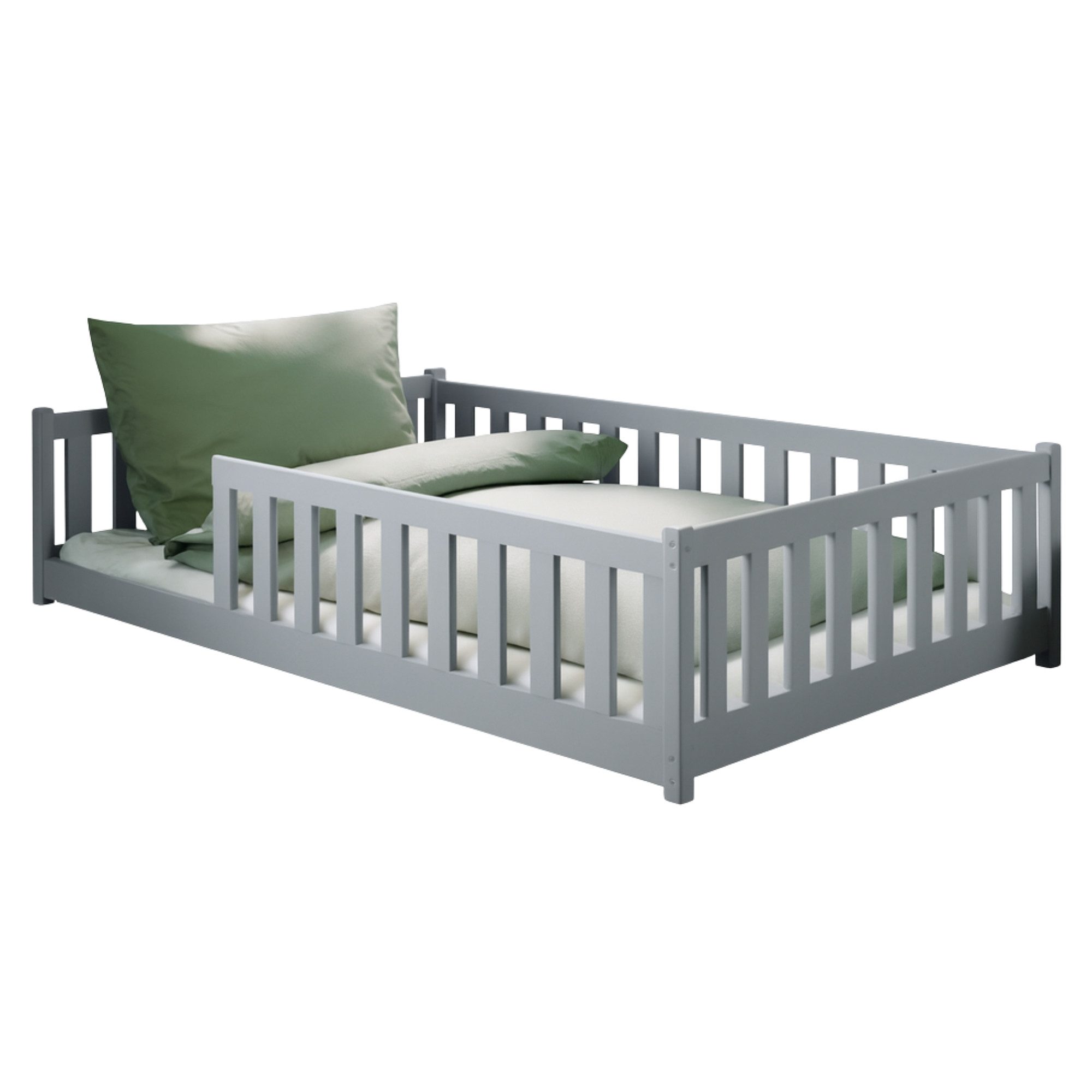 Kids Collective Kinderbett Bodenbett Bett mit Rausfallschutz & Lattenrost M günstig online kaufen