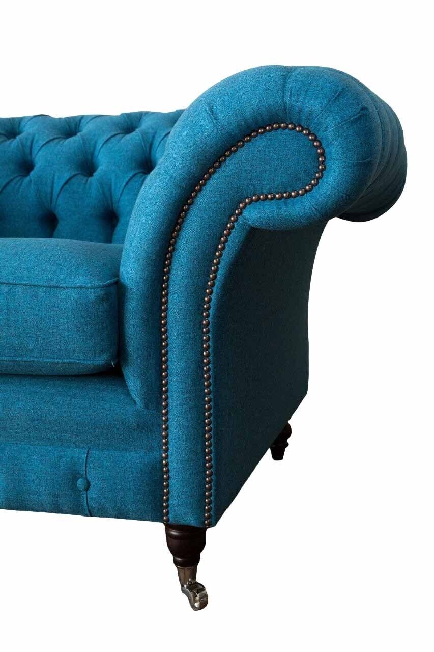 Made Couchen 1,5 JVmoebel In Sitzer Sofa Europe Polster Sessel Chesterfield Einsitzer, Blauer Sofa