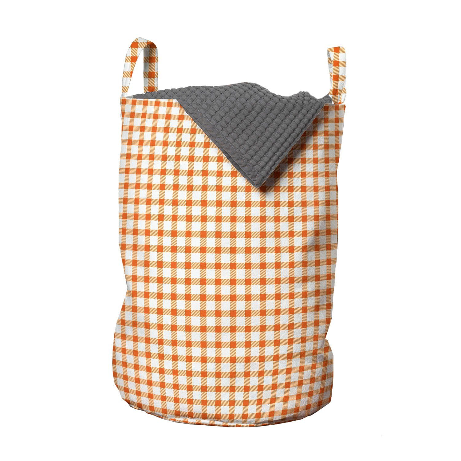 Abakuhaus Wäschesäckchen Wäschekorb mit Griffen Kordelzugverschluss für Waschsalons, Orange und Weiß Plaid-Motiv