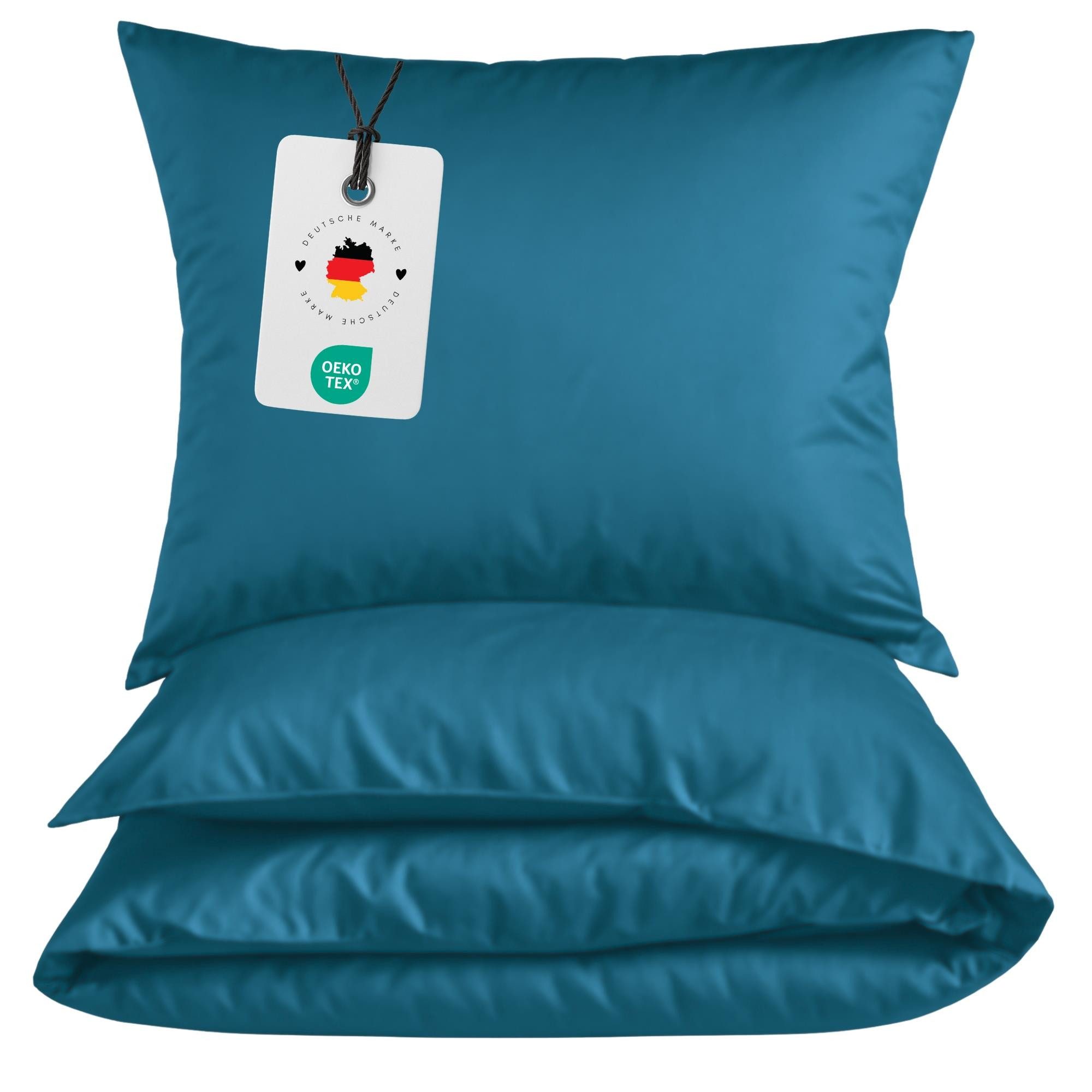 Carpe Sonno Bettwäsche Leichte Renforce Bettwäsche 135x200 155x220 Baumwolle Einfarbig Uni, Renforcé, 2 teilig, Uni Bettbezug 135x200 Petrol - Extra Leicht & Oeko-Tex