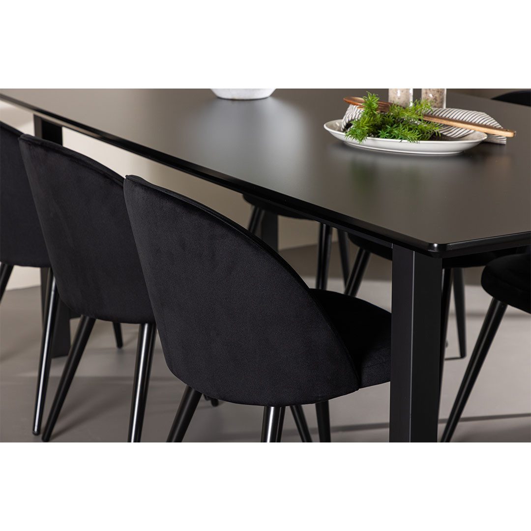 ebuy24 Essgruppe Oslo Essgruppe Esstisch 100x220cm schwarz und 6 Sk, (7-tlg) – Bild 5 von 5
