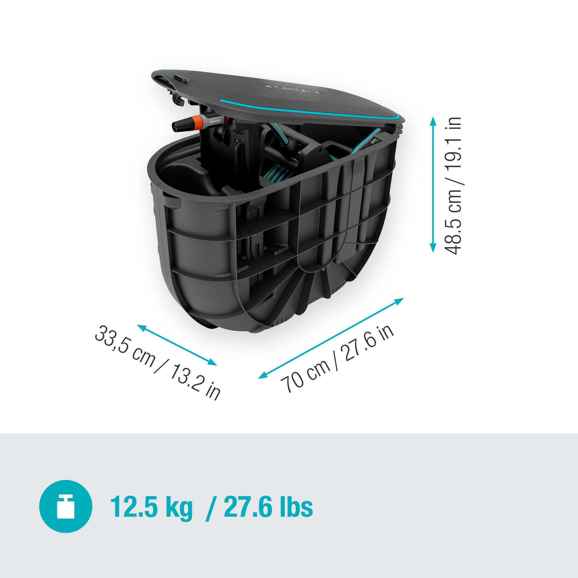GARDENA Gartenschlauch GARDENA Undercover Schlauchbox RollUp M, 20 Meter