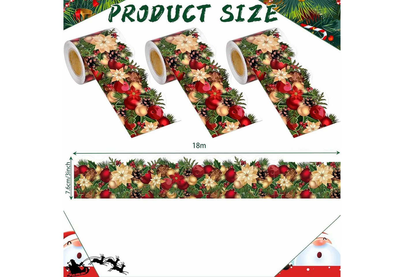 Thumbnail - Powerwill Zierleisten-Aufkleber Weihnachtsrahmen-Aufkleber, DIY-Deko für verschiedene Anlässe(1PC), Weihnachtliche Deko-...