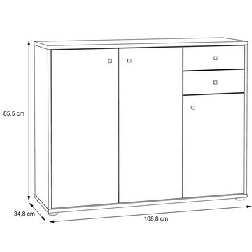 Newroom Kommode Lucius, Kommode Artisan Eiche Modern Sideboard Highboard Büro