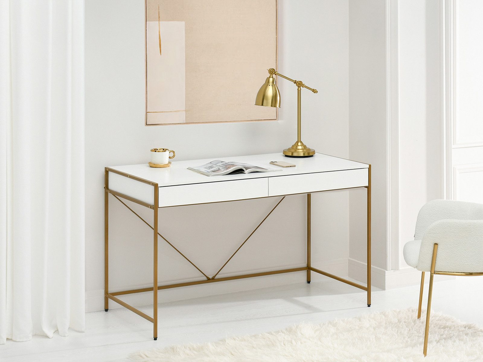 Compleo Schreibtisch mit 2 Schubladen, Breite: 123 cm, Modern design günstig online kaufen