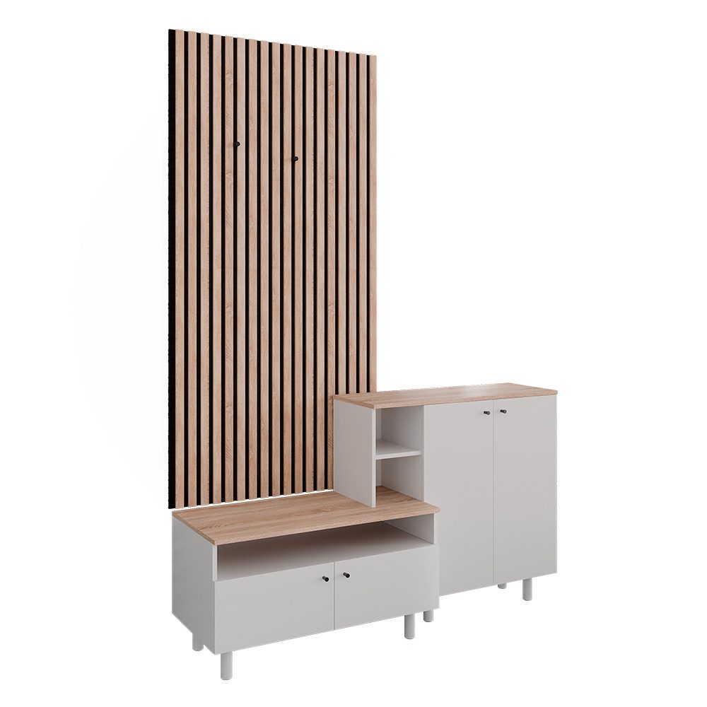 Vicco Garderoben-Set Elano, Weiß/Eiche, 140 x 80 cm 2 Teile, (2-St)