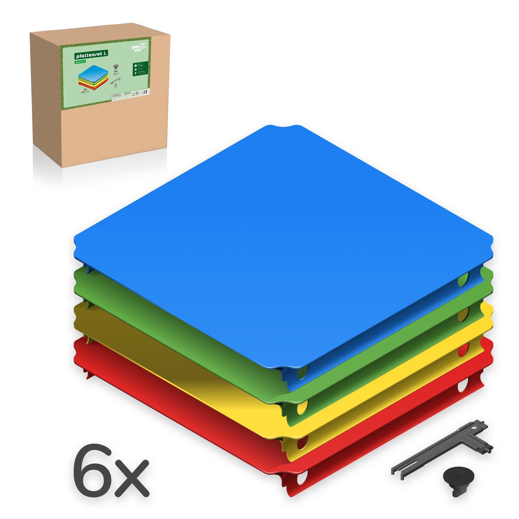 QUADRO Spielturm-Erweiterung Plattenset L, (Montessori-inspiriertes Erweiterungsset, Ergänzung zu jedem Quadro Baukasten), Modulare Erweiterung, ab 6 Monaten, Made in Germany, UV-stabil