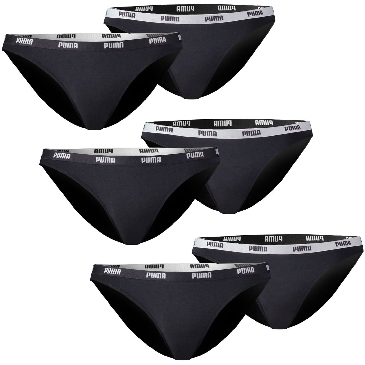 PUMA BODYWEAR Bikinislip Bikini Slip (Set, 6er Pack) mit schmalem Logo-Webbündchen