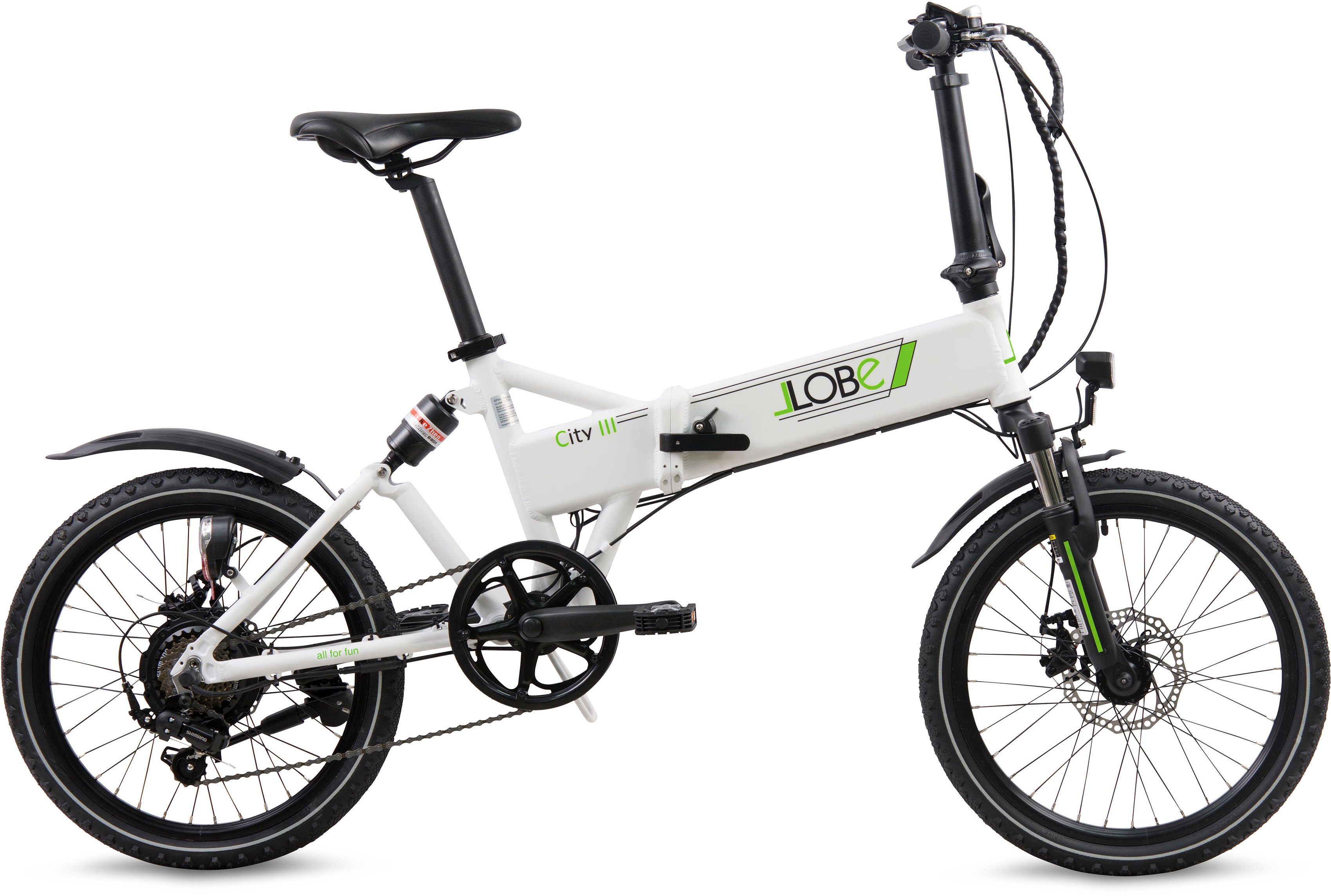LLobe E-Bike »City III weiß«, 7 Gang Shimano, Kettenschaltung, Heckmotor  250 W