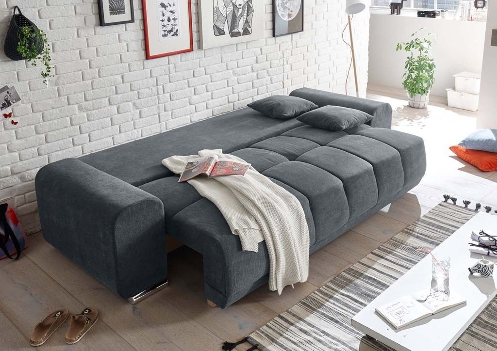 ED EXCITING DESIGN Schlafsofa, Schlafsofa 260x90 Couch Paco Sofa Schlafcouch Anthrazit cm