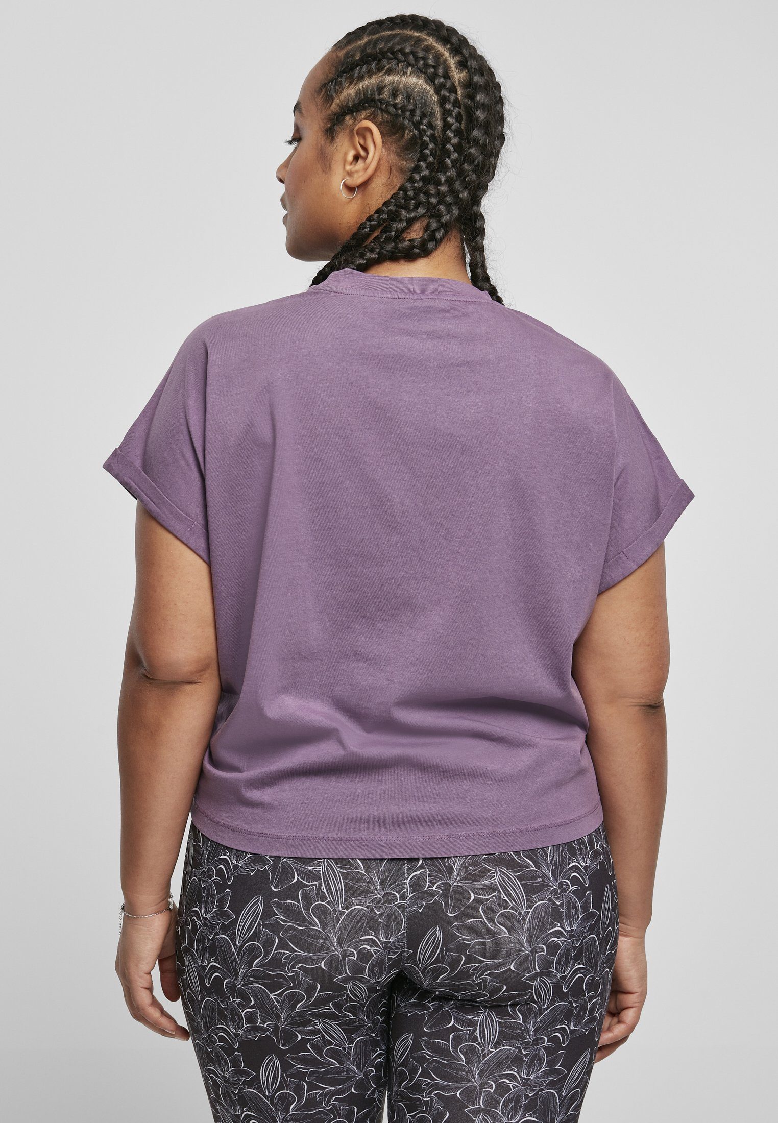 duskviolet URBAN Dye On (1-tlg) Short Ladies Sleeve CLASSICS Strandshirt Tee Cut Pigment Damen