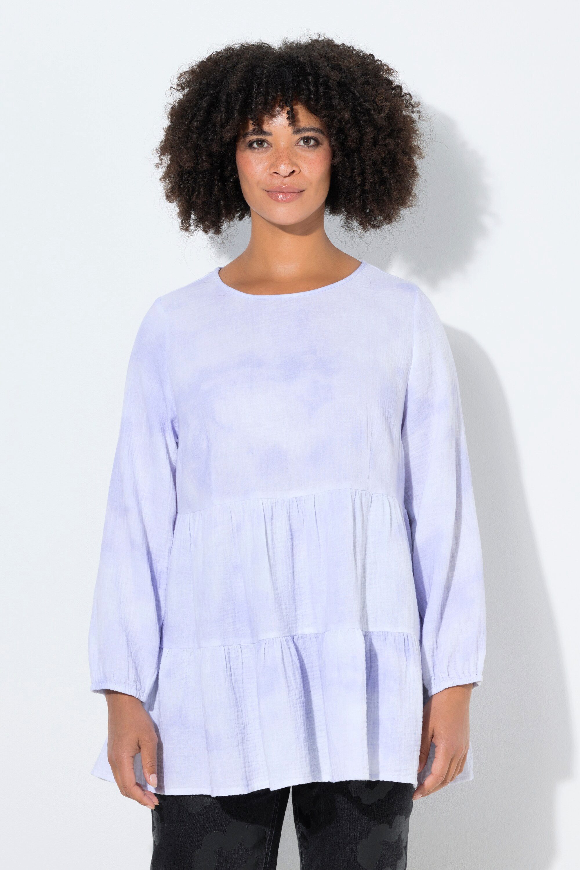 Angel of Style Longbluse Hemdbluse Musselin Batikmuster Langarm günstig online kaufen